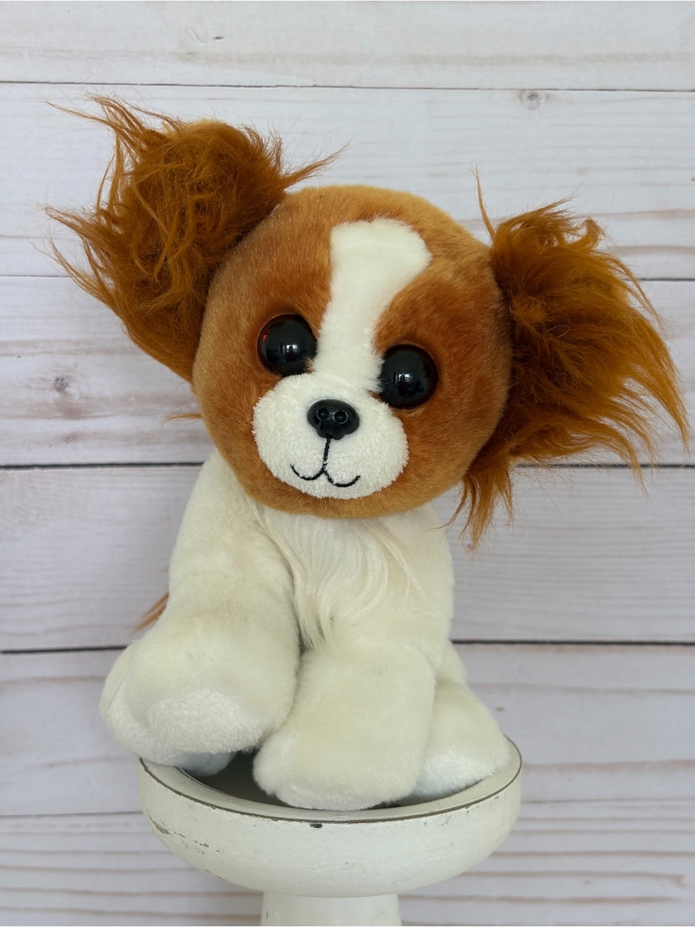 Ty VelveTy Beanie Babies Barks the Papillon Dog 6” Regular Plush 2017 Retired